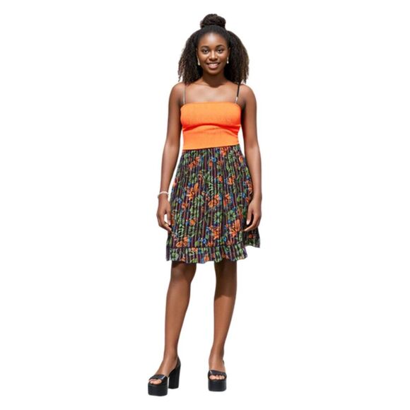 American Rag Cie Floral Brown Tiered Skirt Size L - Picture 1 of 7